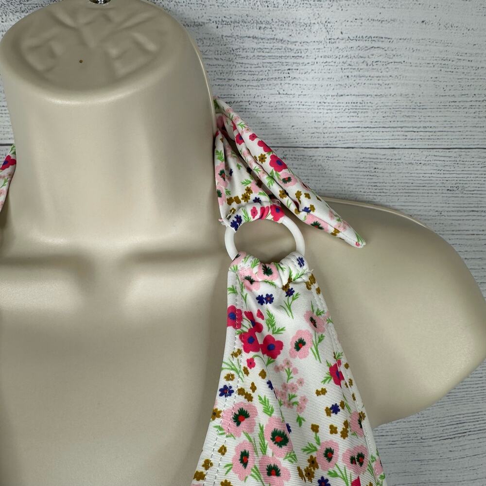 Lulus Womens size Medium Vacation Calling White Floral O-Ring One Piece Swimsuit - Picture 6 of 11